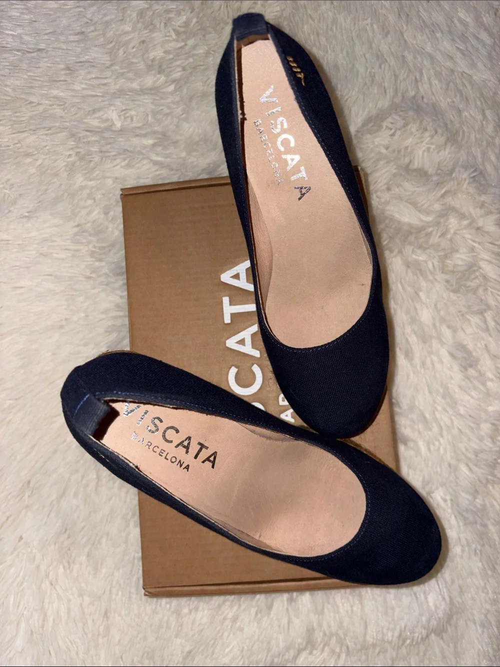 VISCATA Navy Espadrille Wedge Heels